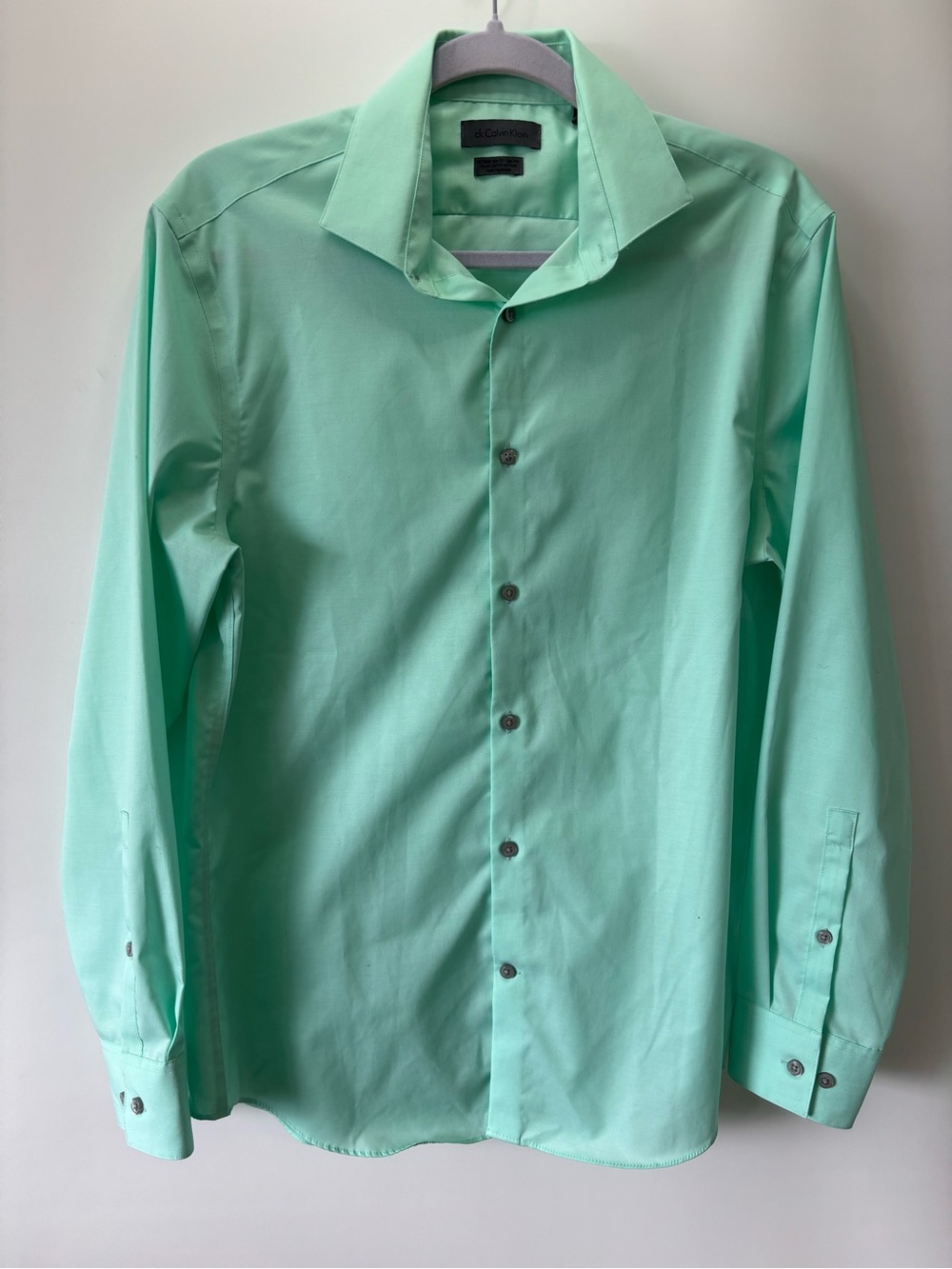 Calvin Klein Mint Green Long-Sleeve Dress Shirt